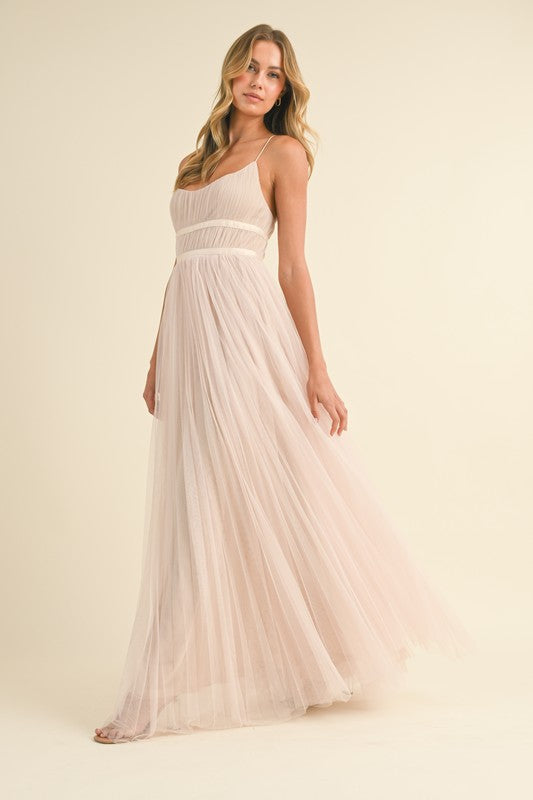 Tulle Cami Maxi Dress (Champagne)