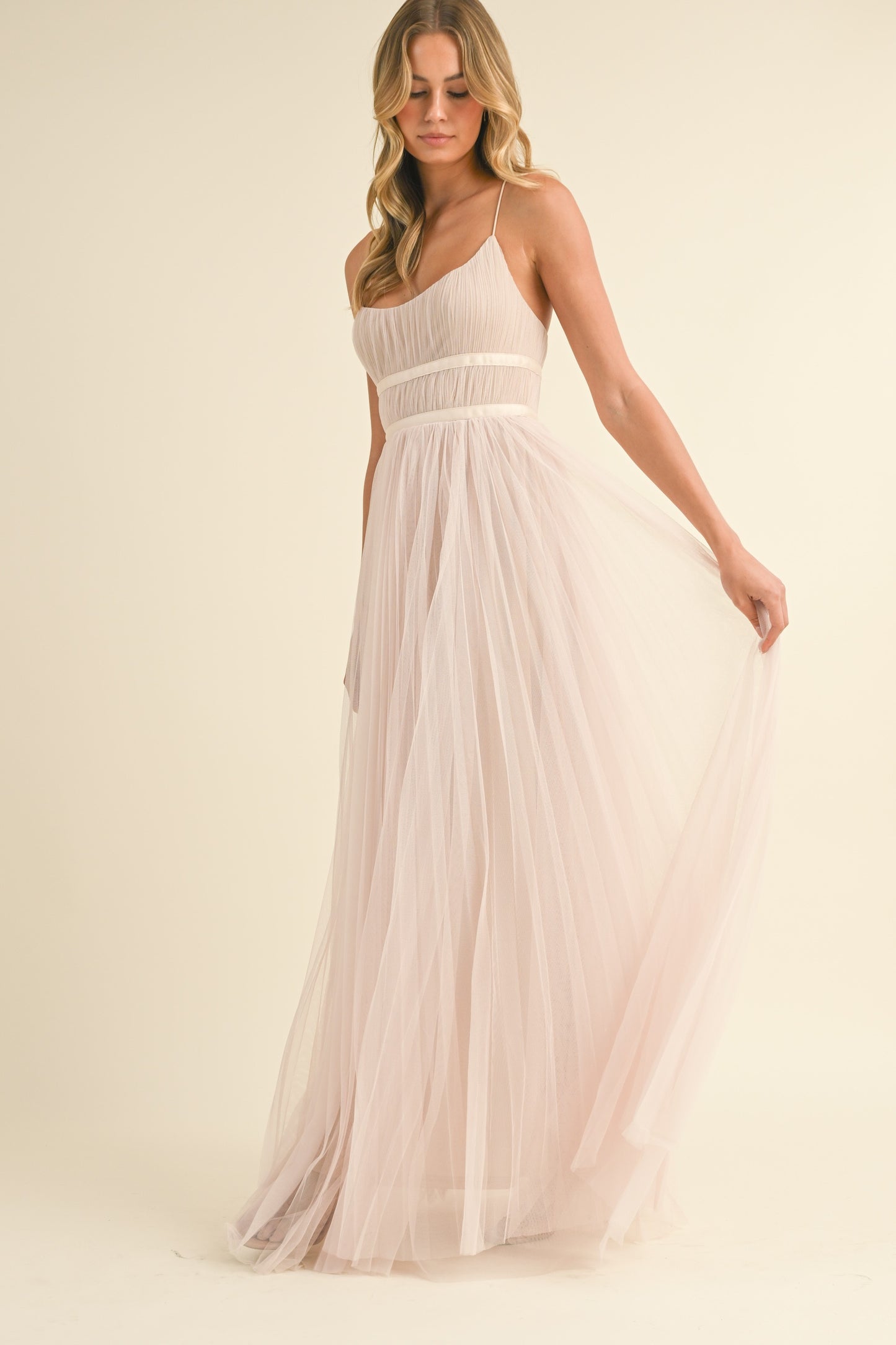 Tulle Cami Maxi Dress (Champagne)