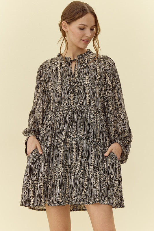 Fall Print Long Sleeve Dress