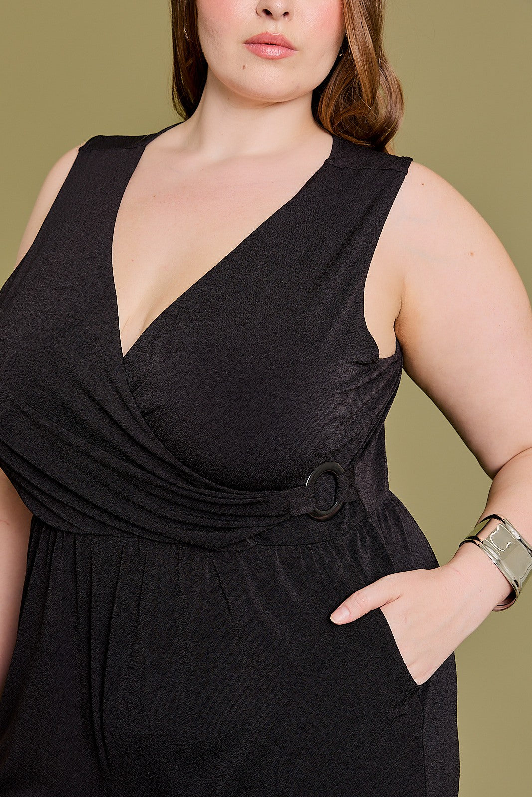 Sleeveless Crossover Jumpsuit (Plus Size)