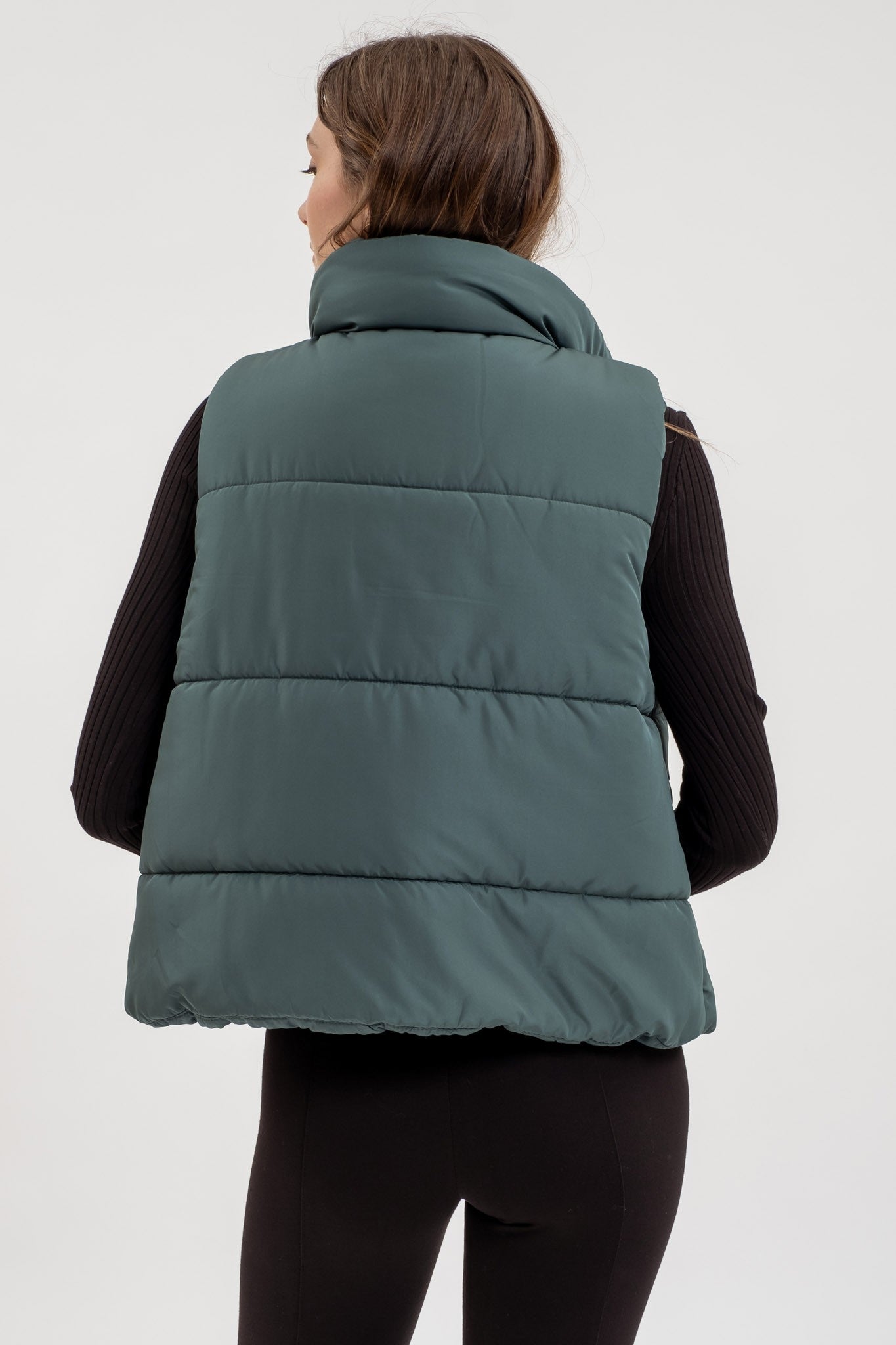 Lightweight Zip Up Puffer Vest Hunter Green Small