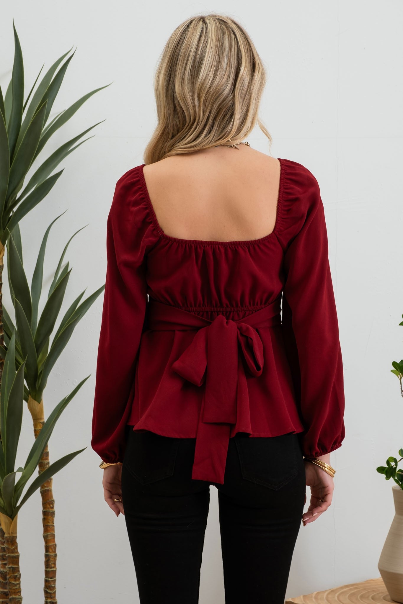 Tie Back Square Neck Blouse