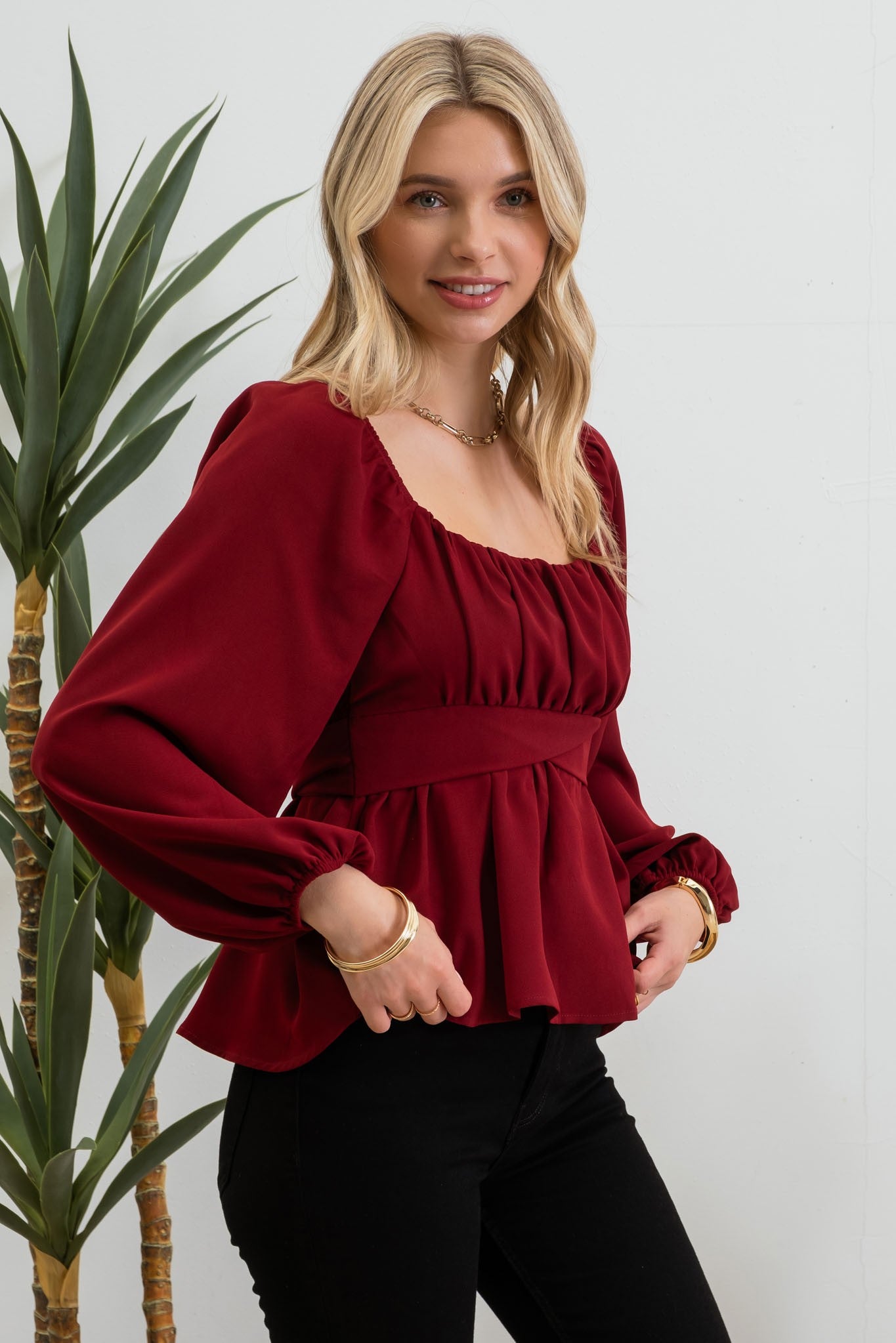 Tie Back Square Neck Blouse