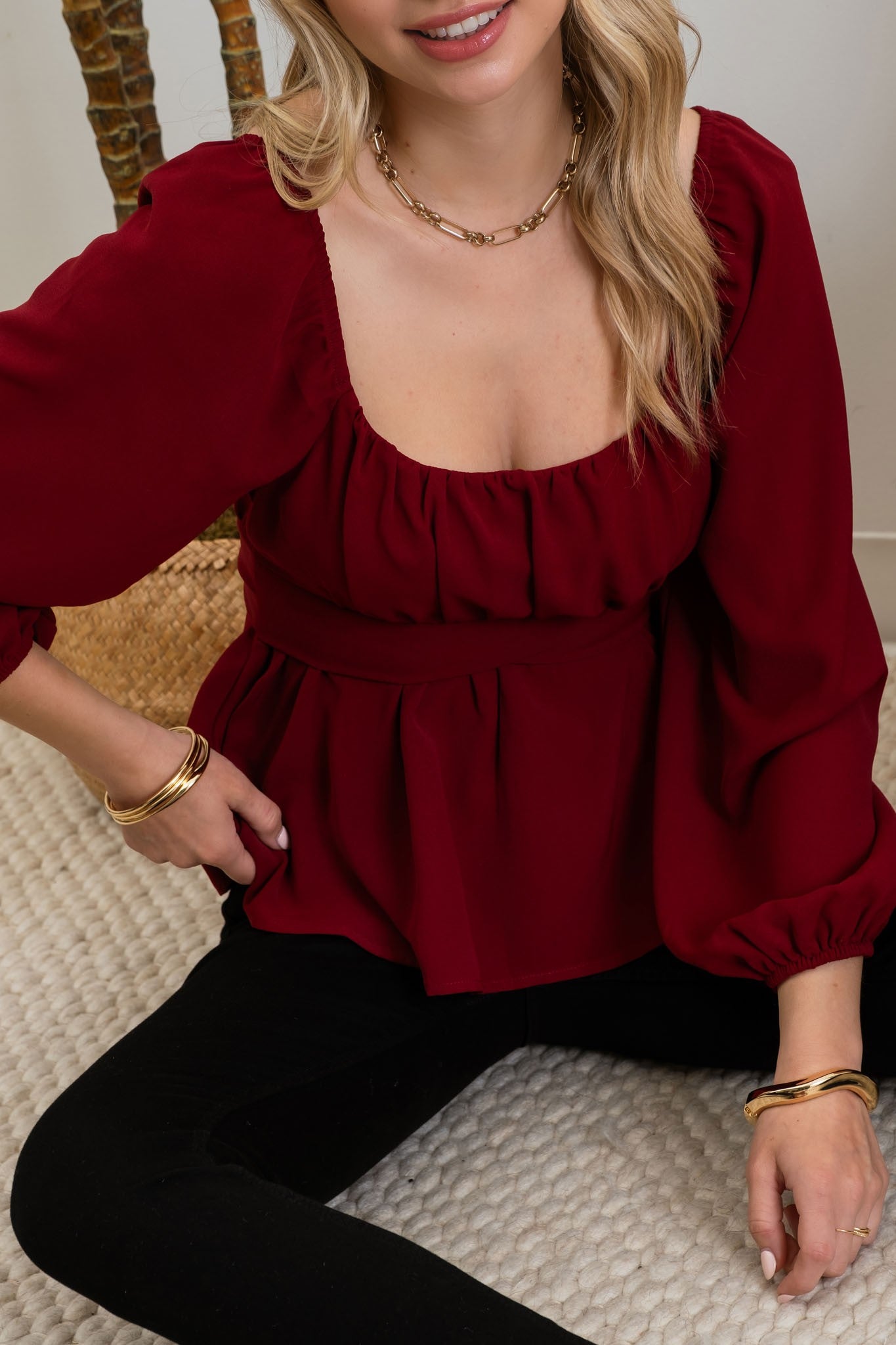 Tie Back Square Neck Blouse