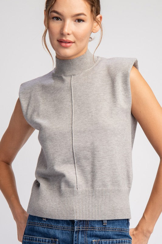 Sleeveless Mock Neck Sweater