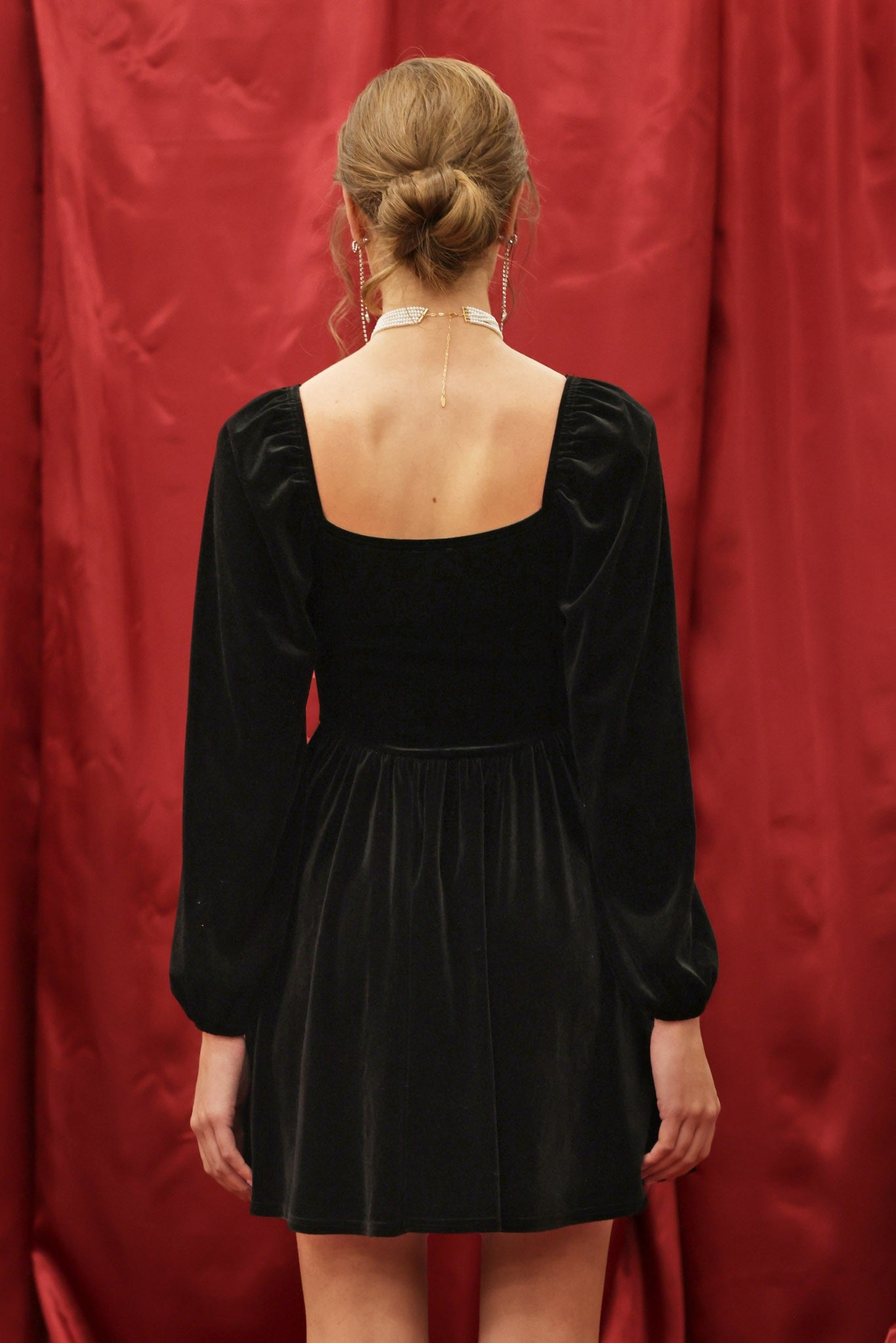 Corset Top Long Sleeve Velvet Dress