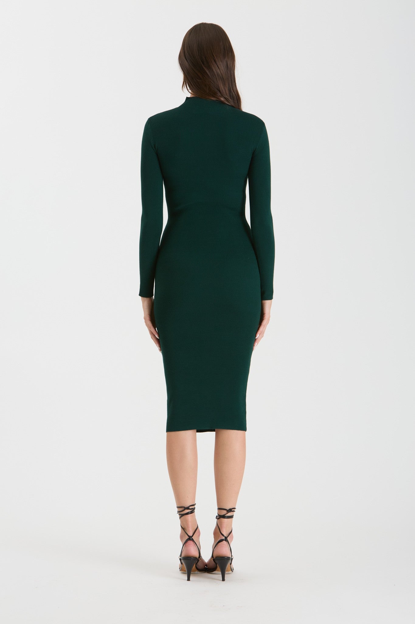 Mock Neck Long Sleeve Knit Midi Dress