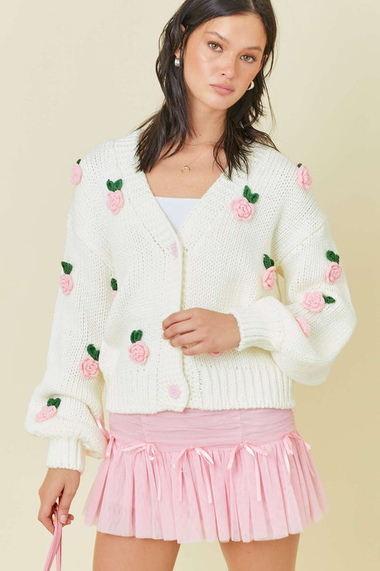 Flower Applique Cardigan