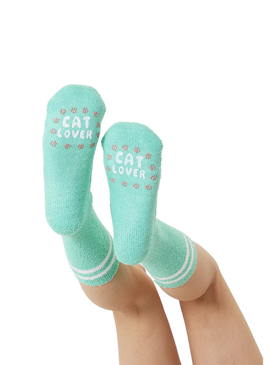 "Cat Lover" Fuzzy Crew Socks