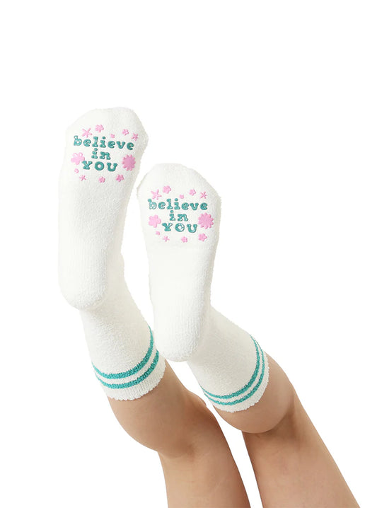 "Believe In You" Fuzzy Crew Socks