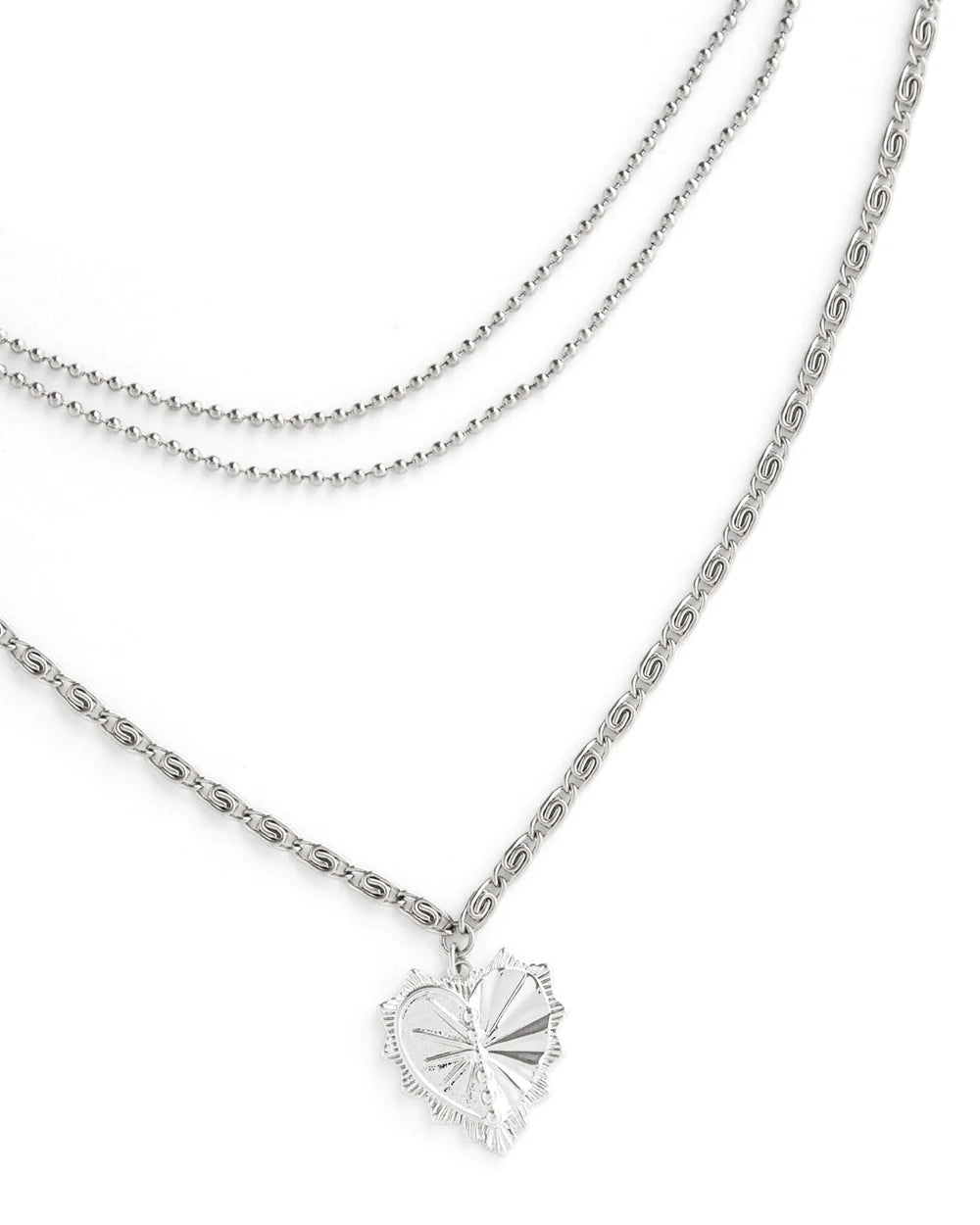 HART | SILVER LAYERED HEART PENDANT NECKLACE