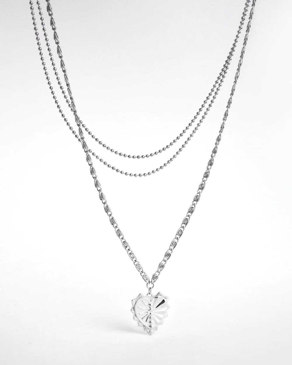 HART | SILVER LAYERED HEART PENDANT NECKLACE