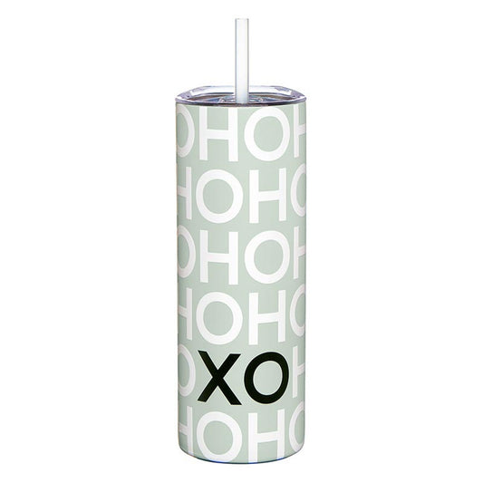 "Ho Ho XO" Skinny Tumbler w/ Straw