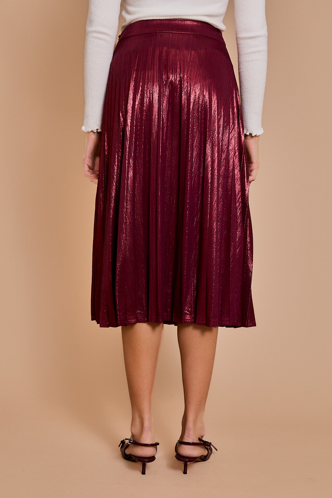 Lurex Pleated Midi Skirt