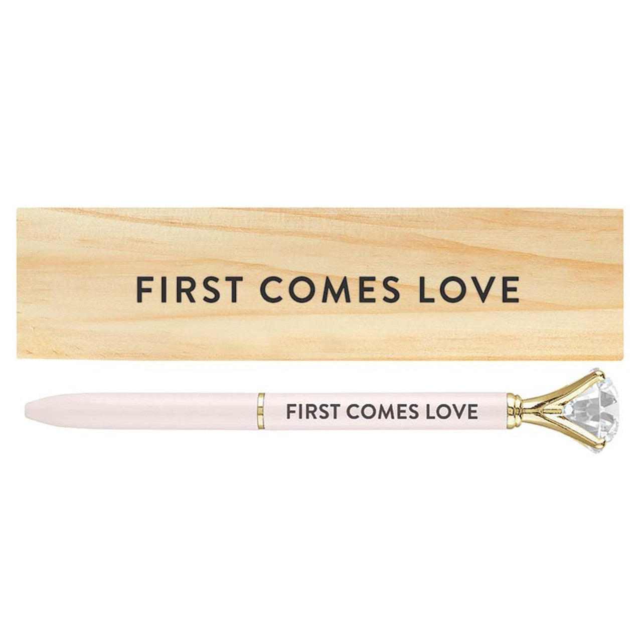 "First Comes Love" Gem Pen in Wooden Box