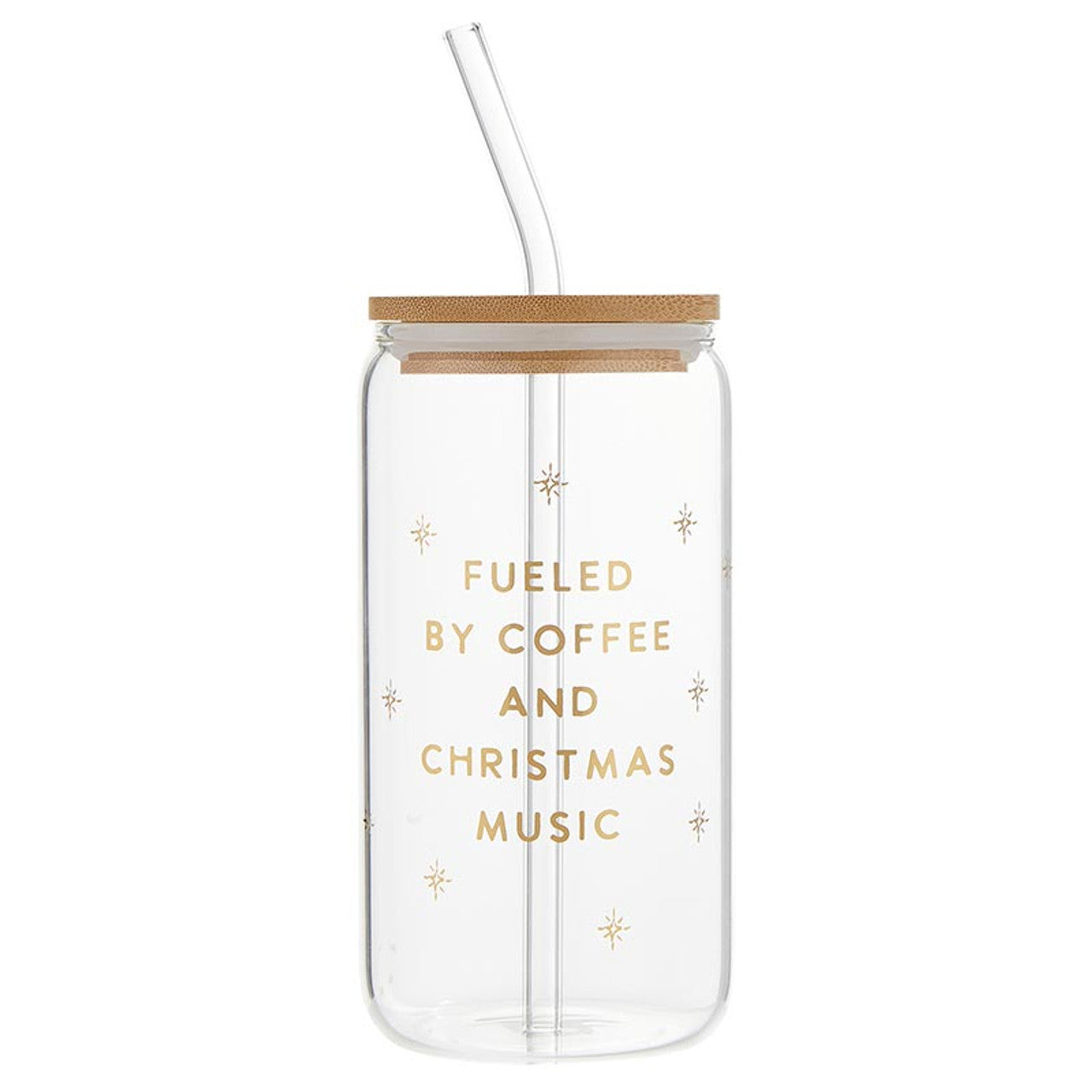 "Fueled By Coffee and Christmas Music" 16oz Glass Tumbler