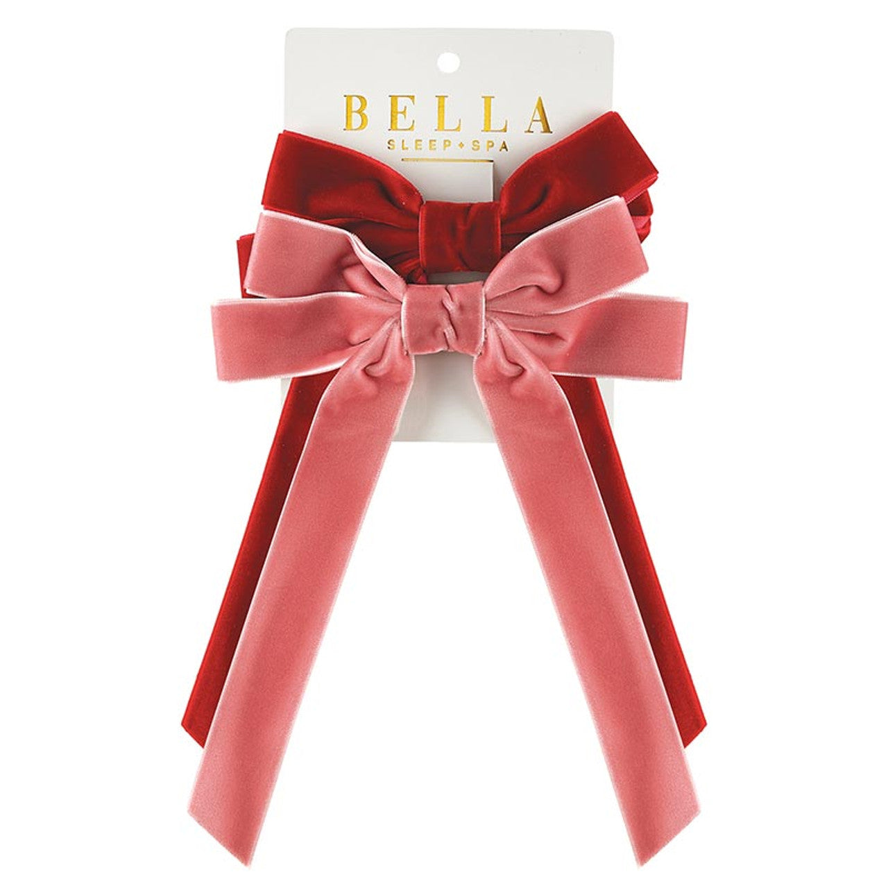 Velvet Hair Bows - Set of 2 (Red/Blush)