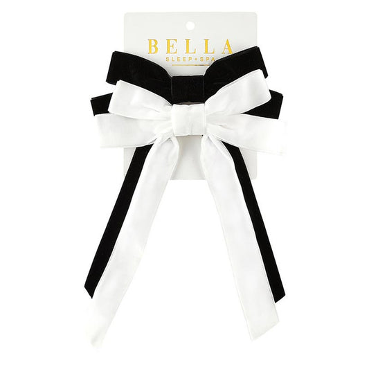 Velvet Hair Bows - Set of 2 (White/Black)