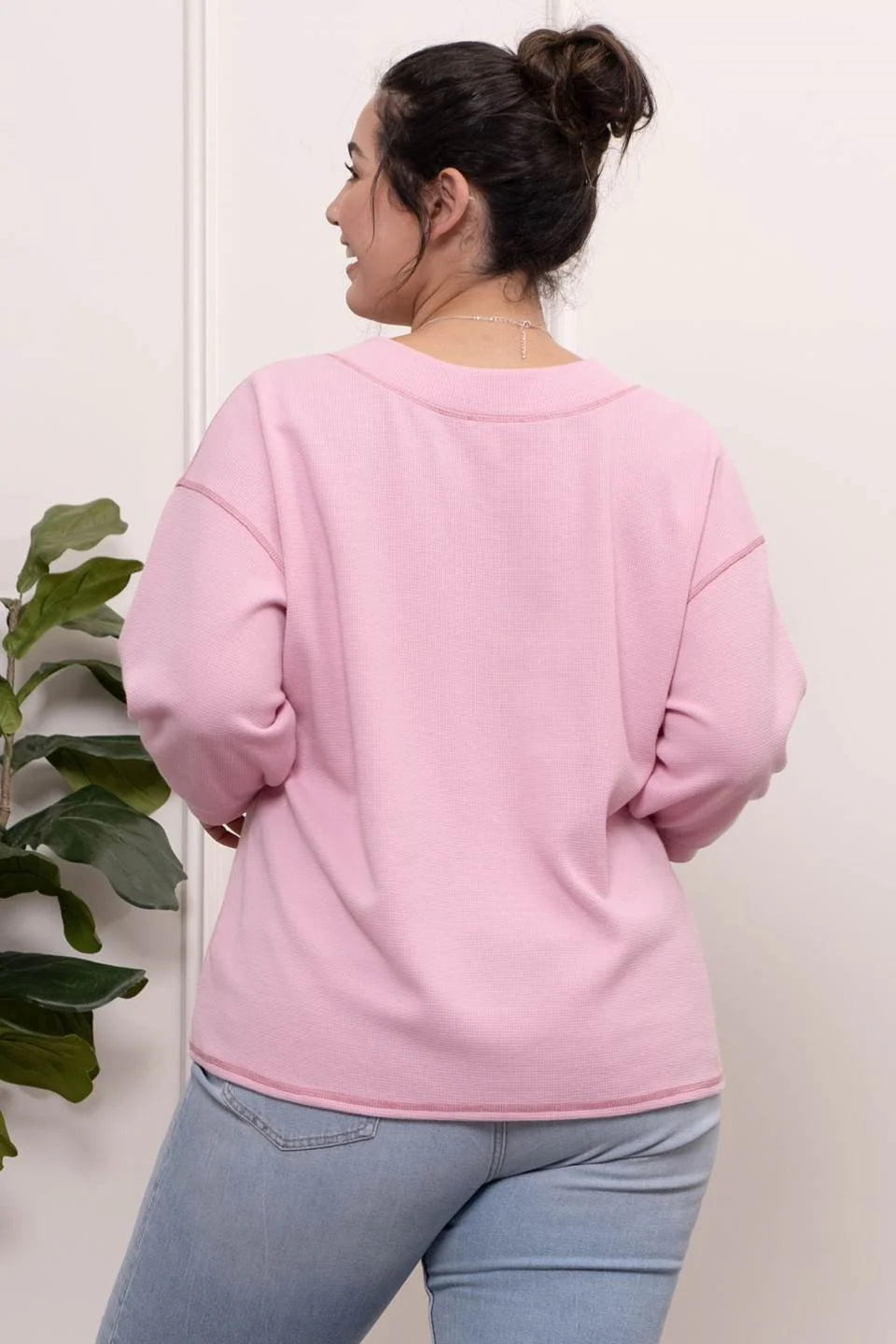 Pink Lightweight 3/4 Sleeve Top