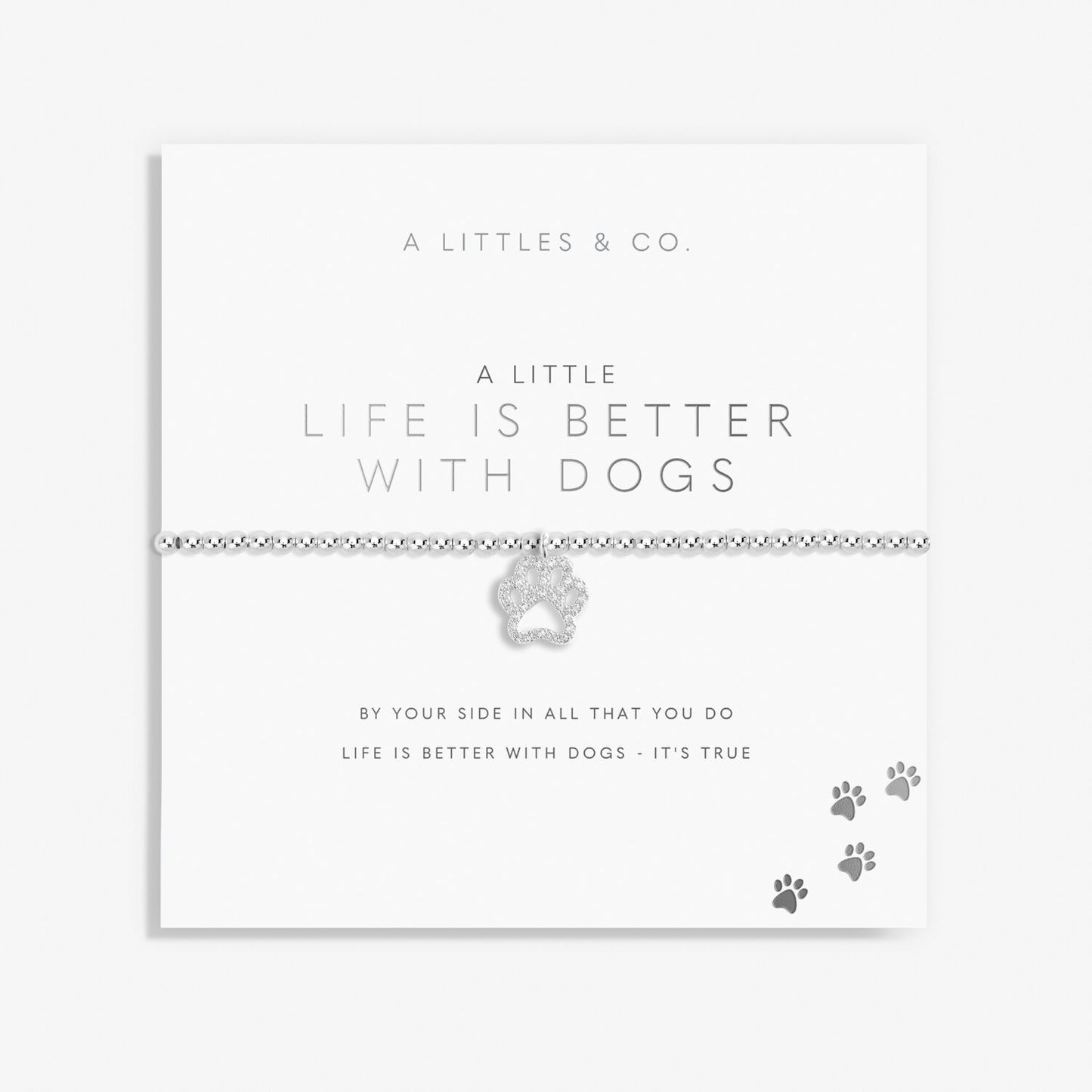 A Little "Life is Better with Dogs" Silver Plated Bracelet