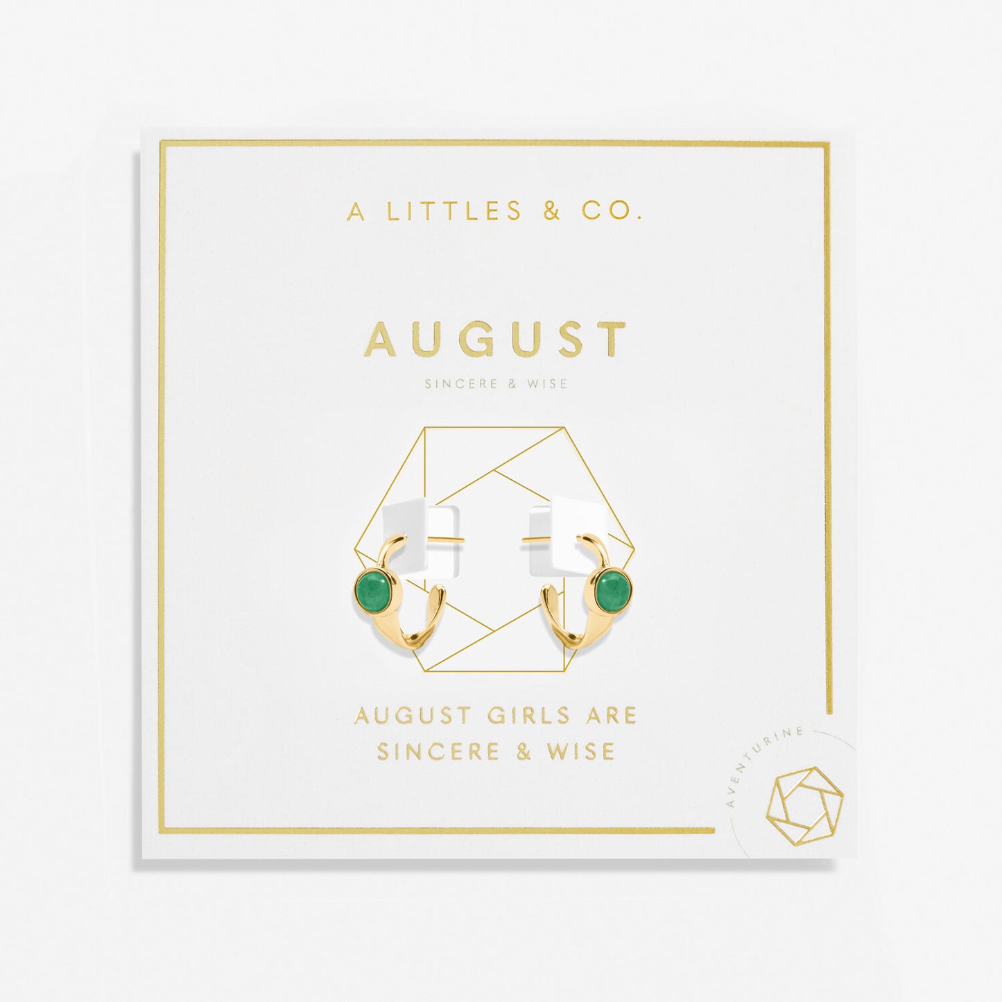 Birthstone Gold Plated Hoop Earrings || August