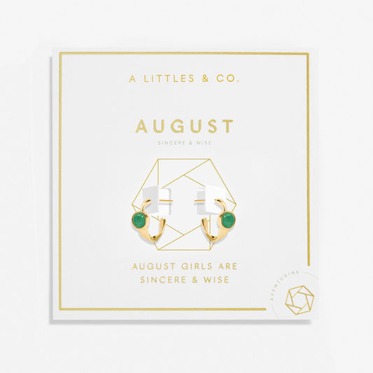 Birthstone Gold Plated Hoop Earrings || August