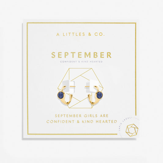 Birthstone Gold Plated Hoop Earrings || September