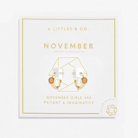 Birthstone Gold Plated Hoop Earrings || November