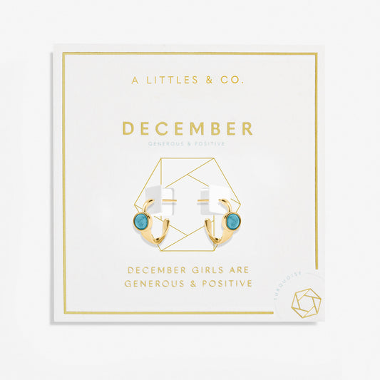 Birthstone Gold Plated Hoop Earrings || December