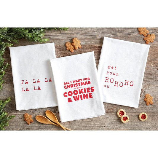 "All I Want For Christmas Is Cookies & Wine" Thirsty Boy Towel - In Pursuit Mobile Boutique || Apparel, Accessories & Gifts Saint John, New Brunswick