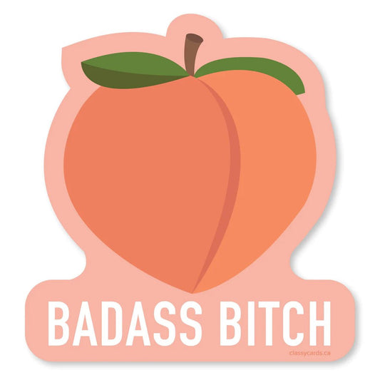 "Badass Bitch" Peach Vinyl Sticker - In Pursuit Mobile Boutique || Apparel, Accessories & Gifts Saint John, New Brunswick