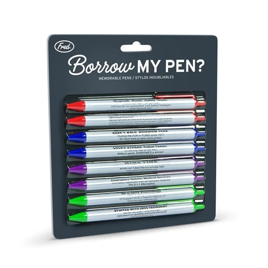 "Borrow My Pen?" Set of 8 Memorable Pens - In Pursuit Mobile Boutique || Apparel, Accessories & Gifts Saint John, New Brunswick