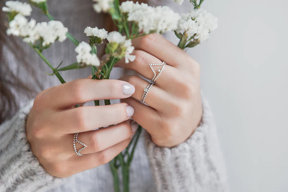 PEAK | STERLING SILVER BEADED V RING