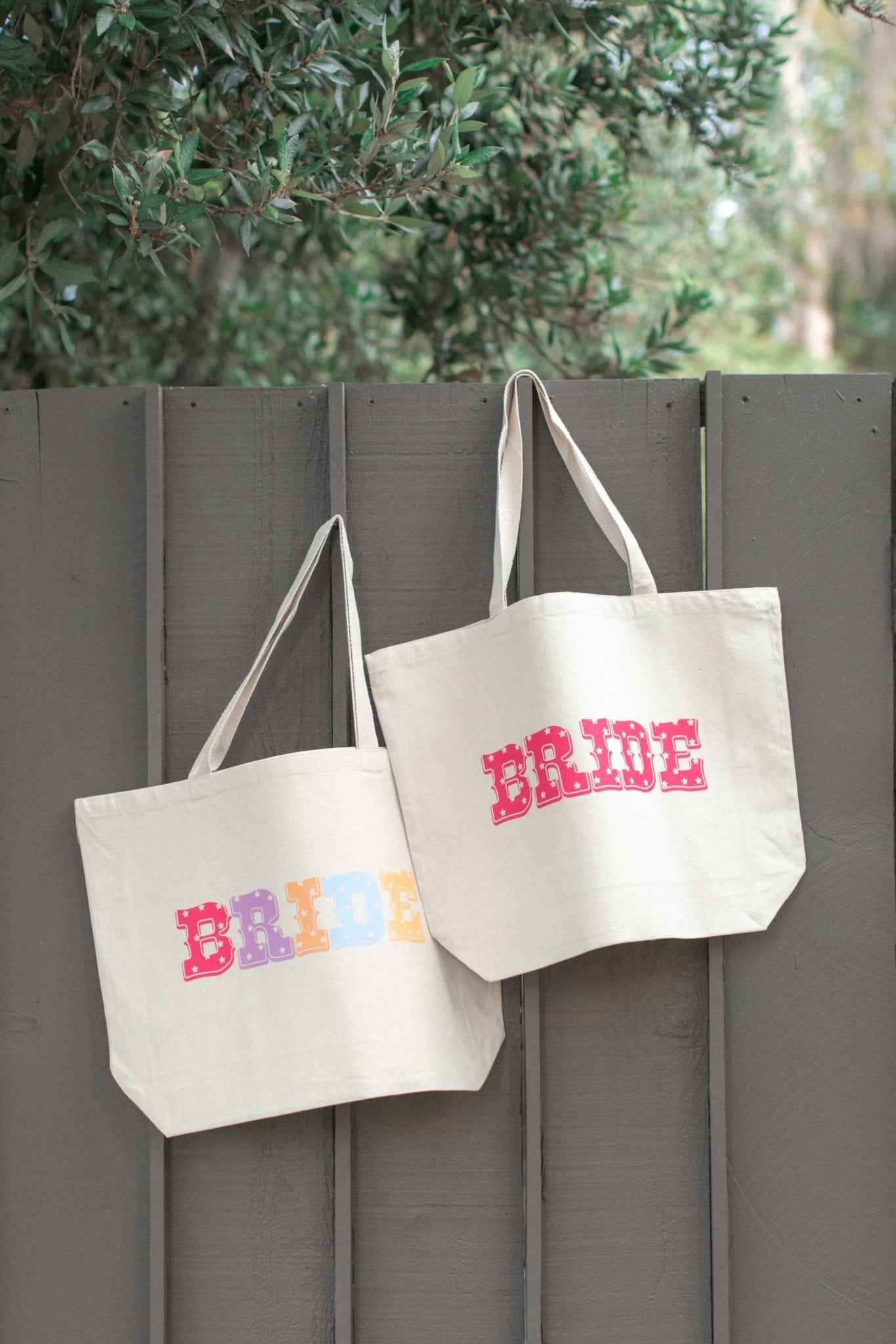 "Bride" Large Canvas Tote Bag (Solid Pink Letters) - In Pursuit Mobile Boutique || Apparel, Accessories & Gifts Saint John, New Brunswick