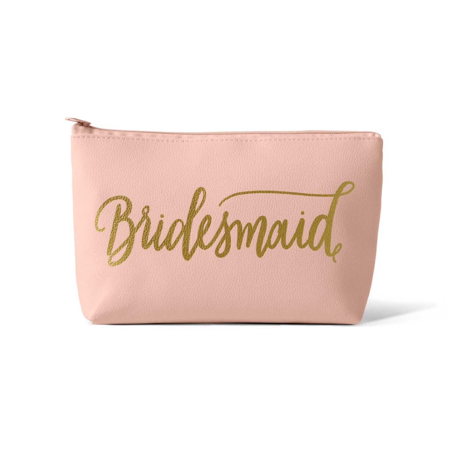 "Bridesmaid" Makeup Bag (Blush Pink Faux Leather) - In Pursuit Mobile Boutique || Apparel, Accessories & Gifts Saint John, New Brunswick