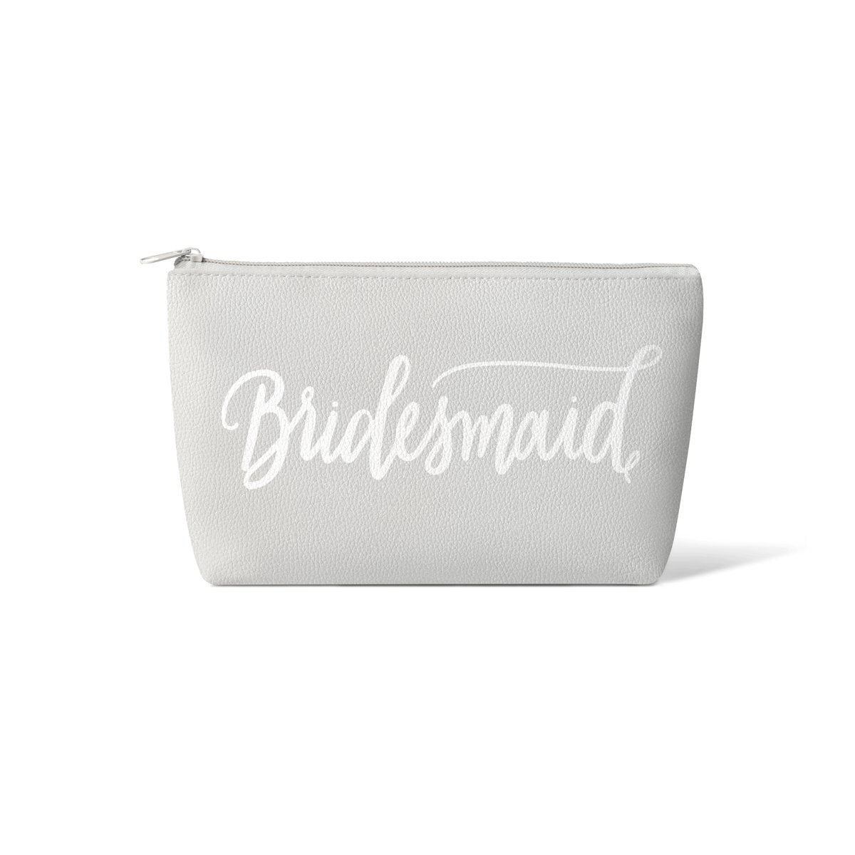 "Bridesmaid" Makeup Bag (Grey Faux Leather) - In Pursuit Mobile Boutique || Apparel, Accessories & Gifts Saint John, New Brunswick