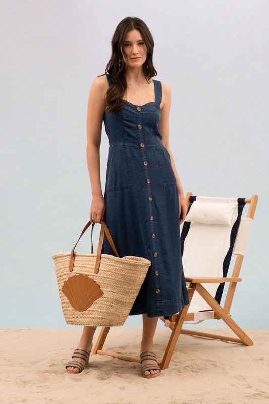 Dark Chambray Button Down Maxi Dress - In Pursuit Mobile Boutique || Apparel, Accessories & Gifts Saint John, New Brunswick