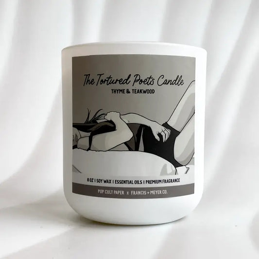 TTPD "The Tortured Poets Candle" Thyme & Teakwood Scent - 8oz Soy Wax Candle