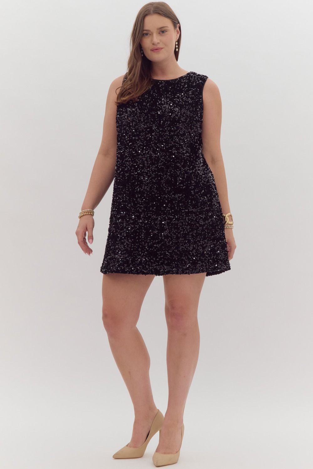 Sequin Bow Back Dress - Black (S - 2XL)