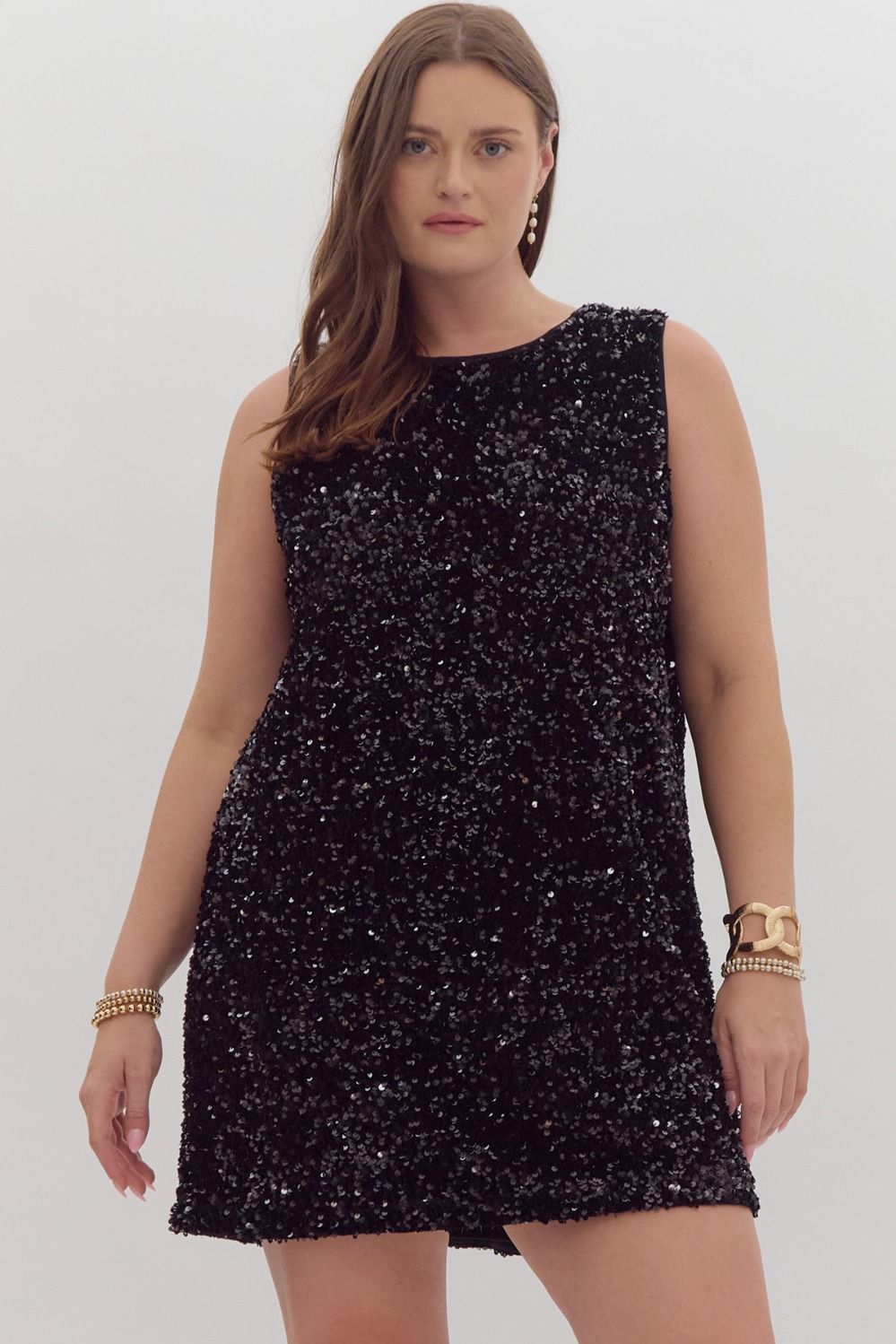 Sequin Bow Back Dress - Black (S - 2XL)