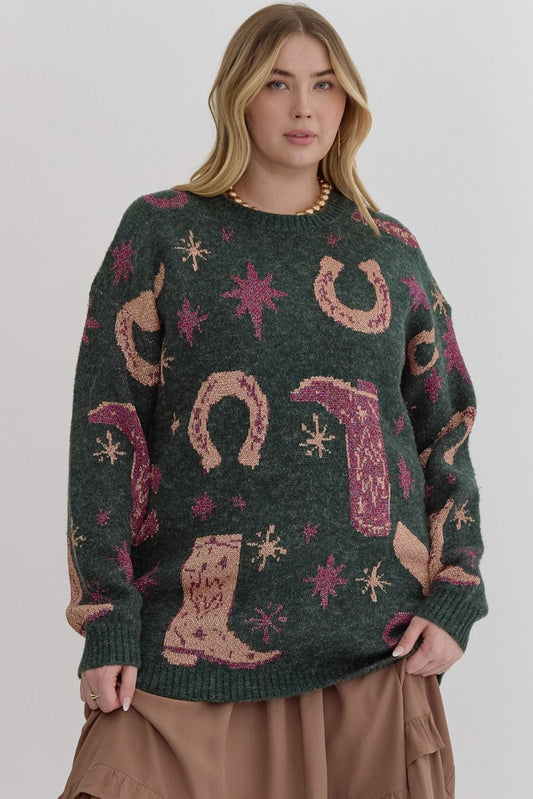 Boots & Horseshoes Sweater (Plus Size)