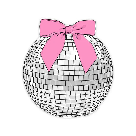 Pink Bow Disco Ball Vinyl Sticker