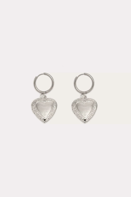 *ALICIA'S PICK* || Silver Heart Locket Earrings