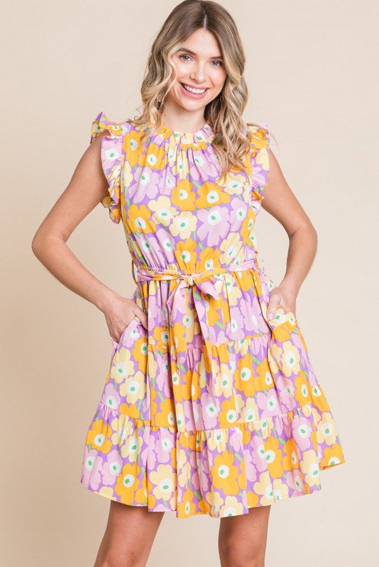 Vibrant Floral Print Dress w/ Pockets - In Pursuit Mobile Boutique || Apparel, Accessories & Gifts Saint John, New Brunswick