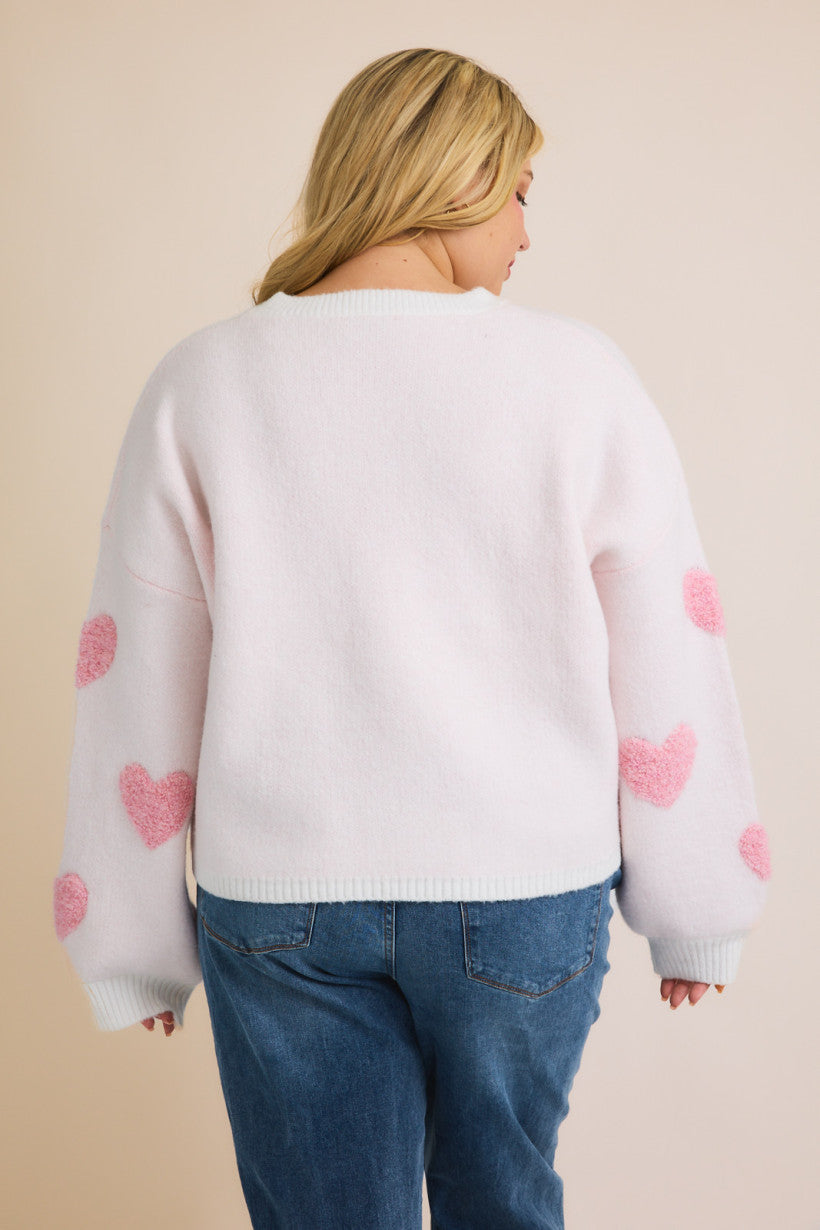 Round Neck Long Sleeve Heart Sweater (S - 3XL)