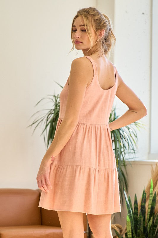 Sleeveless Button Front Tiered Dress (Dusty Salmon) – In Pursuit Mobile  Boutique || Apparel, Accessories & Gifts Saint John, New Brunswick