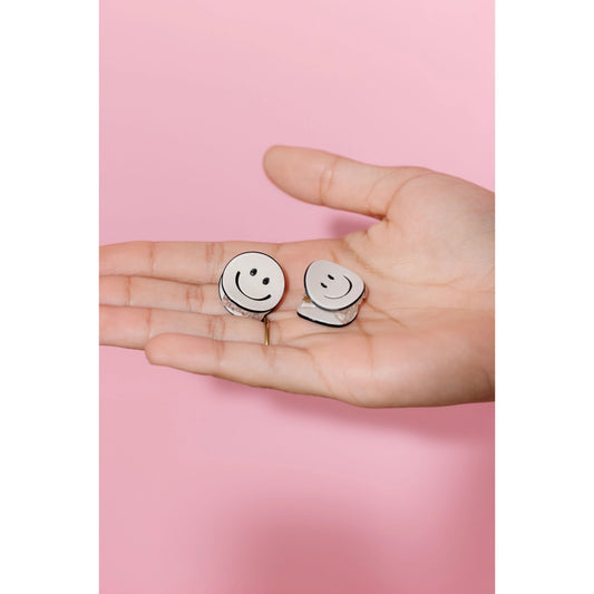 Mini Smiley Claw Clips (Set of 2) || Grey