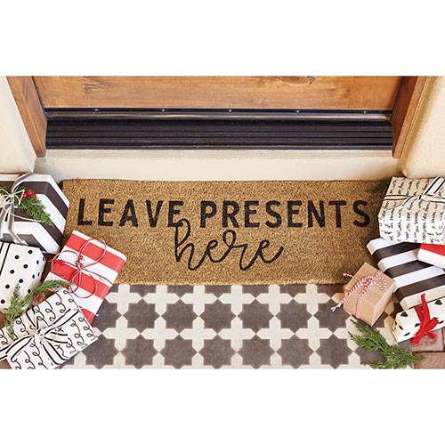 "Leave Presents Here" Door Mat