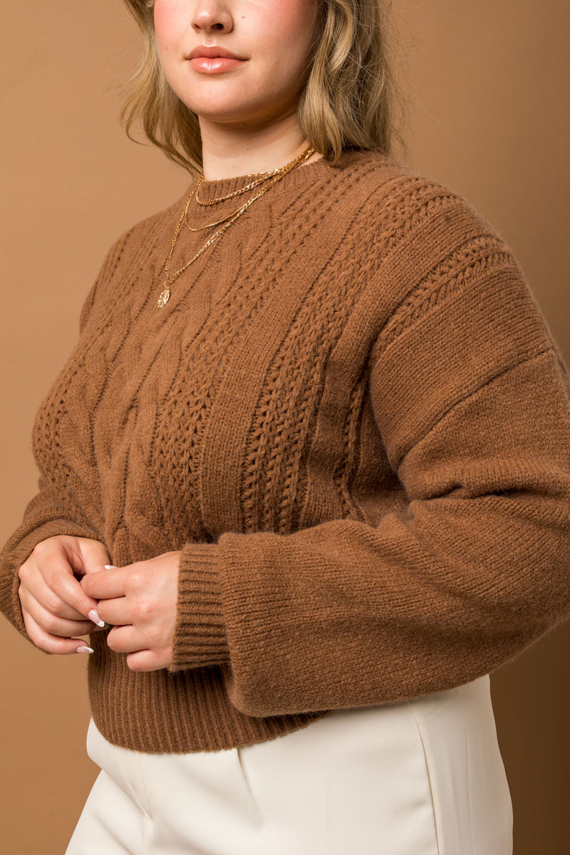 Cable Knit Blouson Sweater (Plus Size) – In Pursuit Mobile
